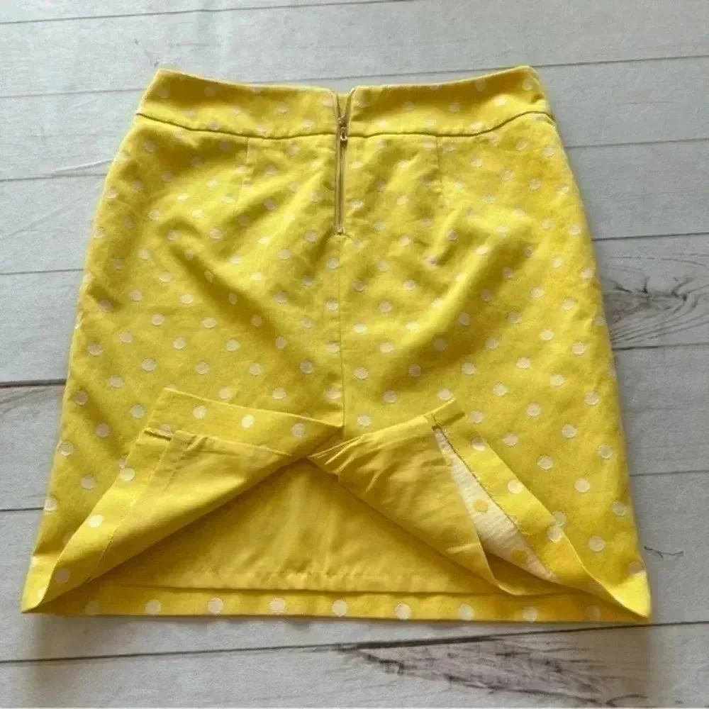 Ann Taylor Women Yellow Casual polka dot mini Skirt Size 12 Petites